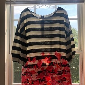 NWT Anthropologie Stripe & Floral Blouse Size XL